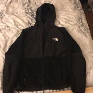 North face women’s hooded black fleece jacket